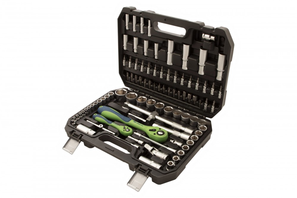 Набор инструментов 1/2 ", 1/4" CrV, пластиковый кейс, 94 предм. Сибртех 13509