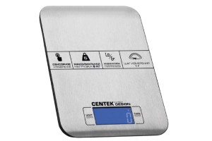 Весы кухонные Centek CT-2464 сталь, сенсор, LCD- 59х27 с подсветкой, t° в комнате, max 5кг, шаг 1г
