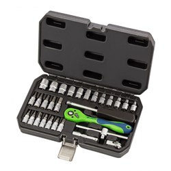 Набор инструментов, 1/4", CrV, пластиковый кейс 29 предм. Сибртех 13523