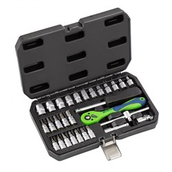 Набор инструментов, 1/4", CrV, пластиковый кейс 29 предм. Сибртех 13523