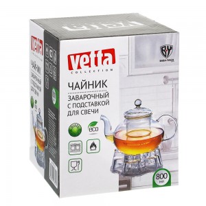 Чайник заварочный 800мл с подставкой для свечи, жаропрочное стекло VETTA 850-116