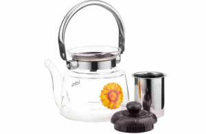 Чайник заварочный LARA  боросиликатное стекло, стальной фильтр, складная ручка LR06-11