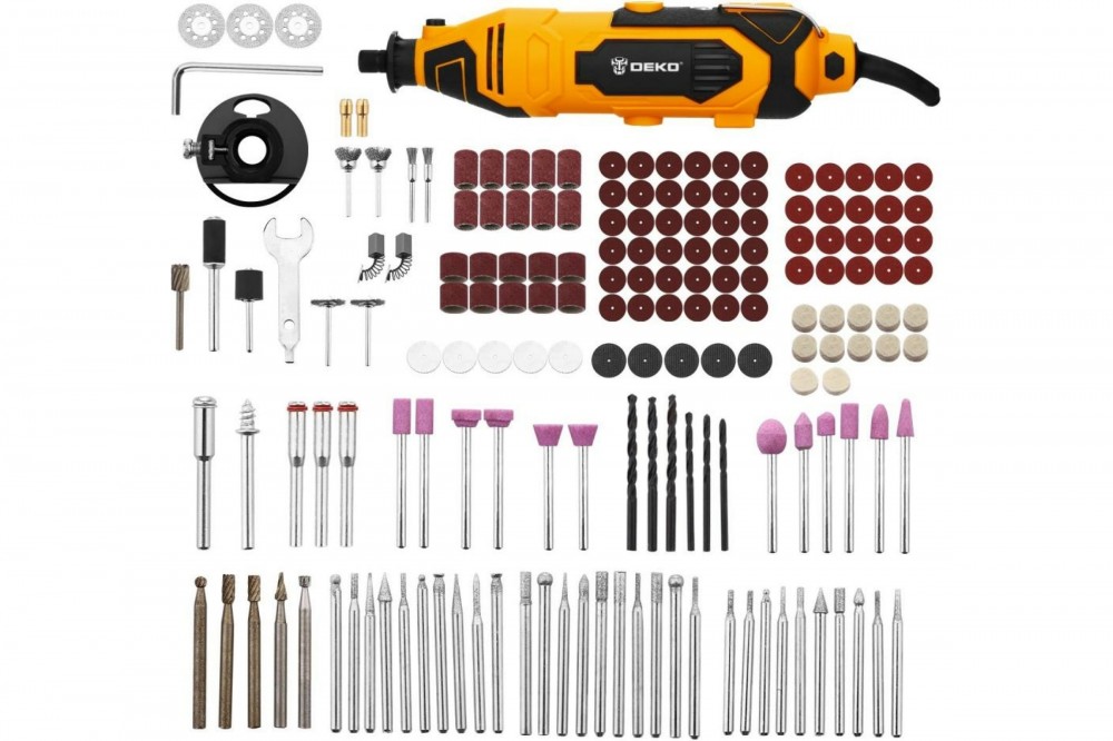 Гравер электрический с регулировкой скорости 200Вт DEKO DKRT200E + набор аксессуаров 175 шт 063-1416