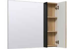 Шкаф зеркальный навесной "Мальта 70" дуб/черный/правый