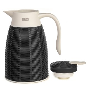 Термос LARA Black 1000мл, стеклянная колба, стилизация под ротанг LR04-80 Black