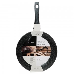 Сковорода литая d26см, антипригарное покрытие Мрамор, индукция SATOSHI Карбон 846-453