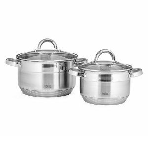 Кастрюля LARA (нерж) серия AURORA 11.5*18см, 2.8л, стал.ручки, капсулир индукц дно, крышка LR02-401