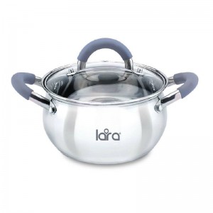 Кастрюля LARA (нерж) серия BELL 22*12,5см, 4,7л, капс. инд дно, силик. ручка, стекл. крышка LR02-483