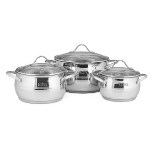 Набор посуды LARA Apple 6 предметов (кастрюли: 2.1л, 3.7л, 6.1л) LR02-86