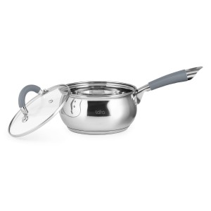 Сотейник LARA (нерж) серия BELL 16*8,5см, 1,8л,капсулированное индукционное дно, крышка LR03-14
