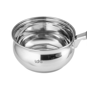 Сотейник LARA (нерж) серия BELL 16*8,5см, 1,8л,капсулированное индукционное дно, крышка LR03-14