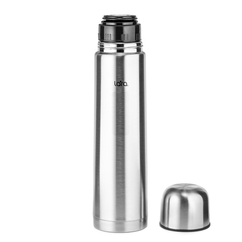 Термос LARA (сталь) - 1000 мл, КЛАПАН, двойные стенки, крышка-чашка LR04-11