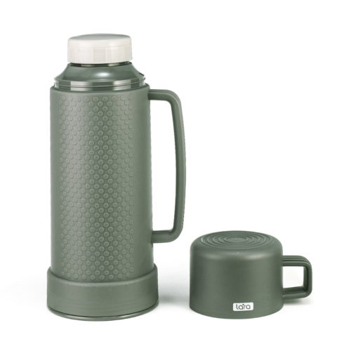 Термос LARA 1000 мл, стеклянная колба, долгое сохранение, кружка LR04-82