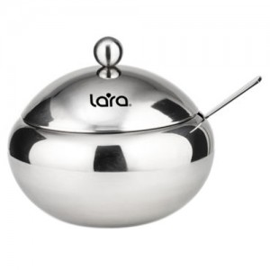 Сахарница LARA с ложкой 460мл, сталь, крышка из полированной стали LR08-35 SS