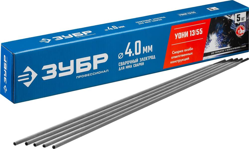 Электрод УОНИ 13/55 с основным покрытием d 4,0*450мм (5кг) ЗУБР 40025-4.0