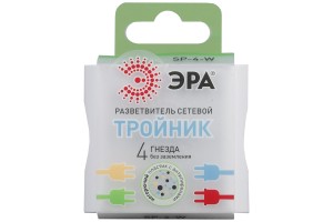 Разветвитель (тройник) ЭРА 4 гн. 16А белый (тройник, куб, T-образный) SP-4-W