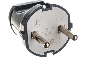Вилка штепсельная ЭРА Vx1-B 10А (прямая, черная, АBS-пластик) 0096