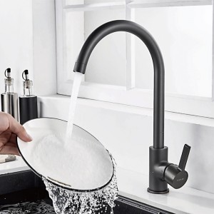 Смеситель для кухни графит с гайкой LEDEME L4299U