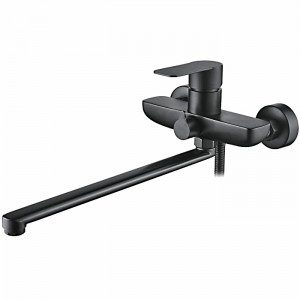 Смеситель для ванны с длинным изливом из нерж. стали черный LEDEME L72218B