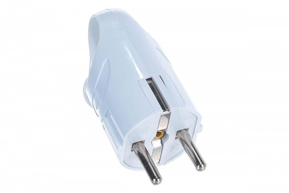 Вилка эл с/з угл с ушком бел 16А 250В (еврослот) UNIVersal А112