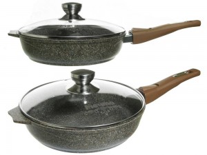 Сковорода 26см АП "Premium" (mokko) со съемной ручкой и стекл. крышкой с026902
