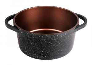 Кастрюля LARA серия Orlean 28см, 7.3л, мрамор, Bronze, капс. индукционное дно, крышка LR02-233