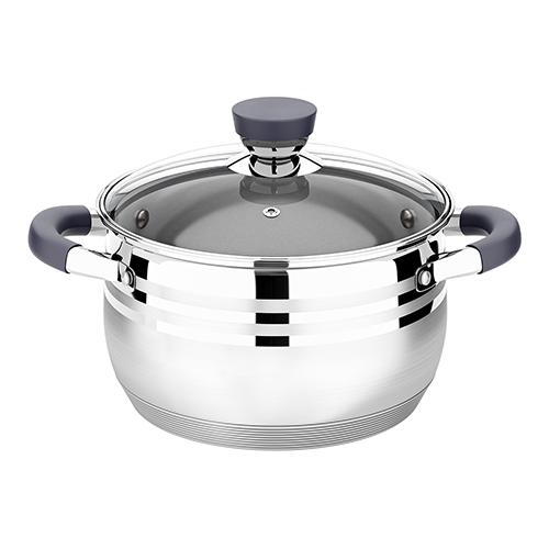 Кастрюля LARA (нерж) серия  20см, 3.9л, стал.ручки, капсул индук дно, жароп.крышка LR02-472