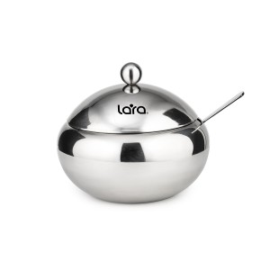 Сахарница LARA с ложкой 460мл, сталь, крышка из закаленного стекла LR08-35