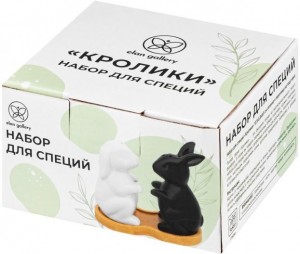 Набор для специй "Кролики" 2 предмета, 10,5*5,8*9,8 см, солонка 5*4,5*9 см 45 мл, перечница 4,8*4,8*