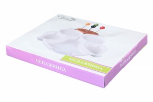 Менажница "Сова" 26*32*3 см, цельная, 5 секций, с 4 шпажками + секция для хранения шпажек, 300 мл -