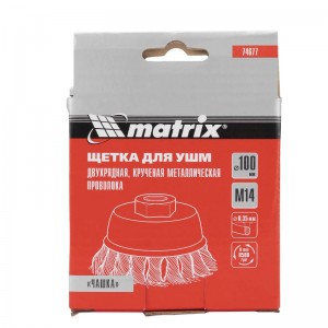 Корщетка для УШМ 100мм чашка, витая, 2-рядная Matrix 74677