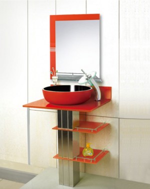 Раковина стеклянная красный L14243-22