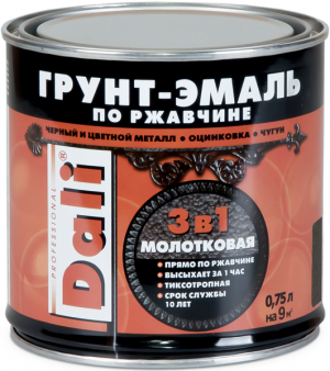 Грунт-эмаль по ржавчине 3в1 молотковая Серый Dali 0,75л