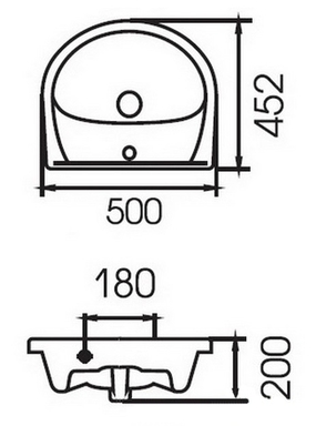 Раковина встраиваемая ERICA ERI50 белый (S-UM-ERI50/1/2)