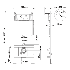 Инсталляция BERGES для скрытого монтажа унитаза NOVUM 525 без кнопки 040000