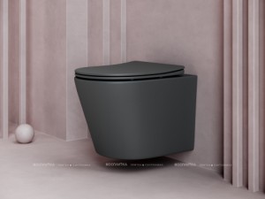 Унитаз подвесной Balearica Rimless (цвет Тем Антрацит Мат) , глубокий смыв, с крепежом CN6000MDH