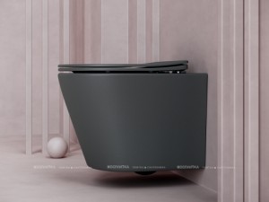 Унитаз подвесной Balearica Rimless (цвет Тем Антрацит Мат) , глубокий смыв, с крепежом CN6000MDH