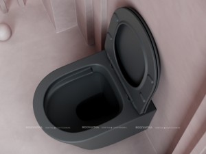 Унитаз подвесной Balearica Rimless (цвет Тем Антрацит Мат) , глубокий смыв, с крепежом CN6000MDH