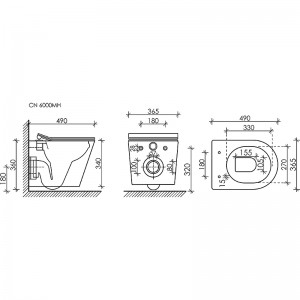 Унитаз подвесной Balearica Rimless (цвет Антрацит Матовый), глубокий смыв CN6000MH