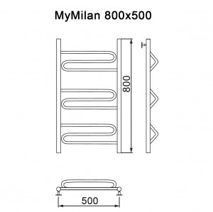 Полотенцесушитель My Milan 80/50 электричкский, ТЭН слева