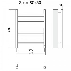 Полотенцесушитель STEP II 80/50 электрический, ТЭН справа (RAL 9016)