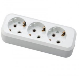 Колодка розеточная 3 гнезда с з/к 16А 220В с защитой от перегрузок белая АБК-СИЛА 5402403