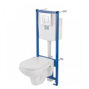 Унитаз подвесной "РИО" КОМПЛЕКТ (с сиденьем, инсталляцией DI хром панелью , 2 кнопки) г.Киров