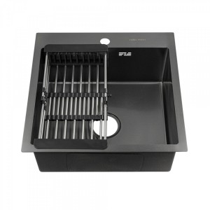 Мойка врезная 50*50см ГРАФИТ толщина 3,0*1 мм,глубина 200 мм +большой сифон FABIA PROFI 50503G