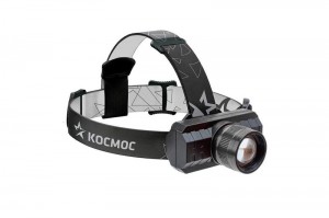 Фонарь налобный акк с зумом 3Вт XPE литий 1200mAh USB КОСМОС КосH3WZoo