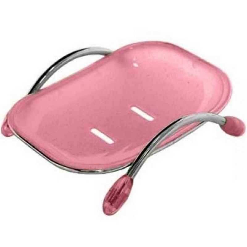 Мыльница настол. пластик, розовый LEDEME L332