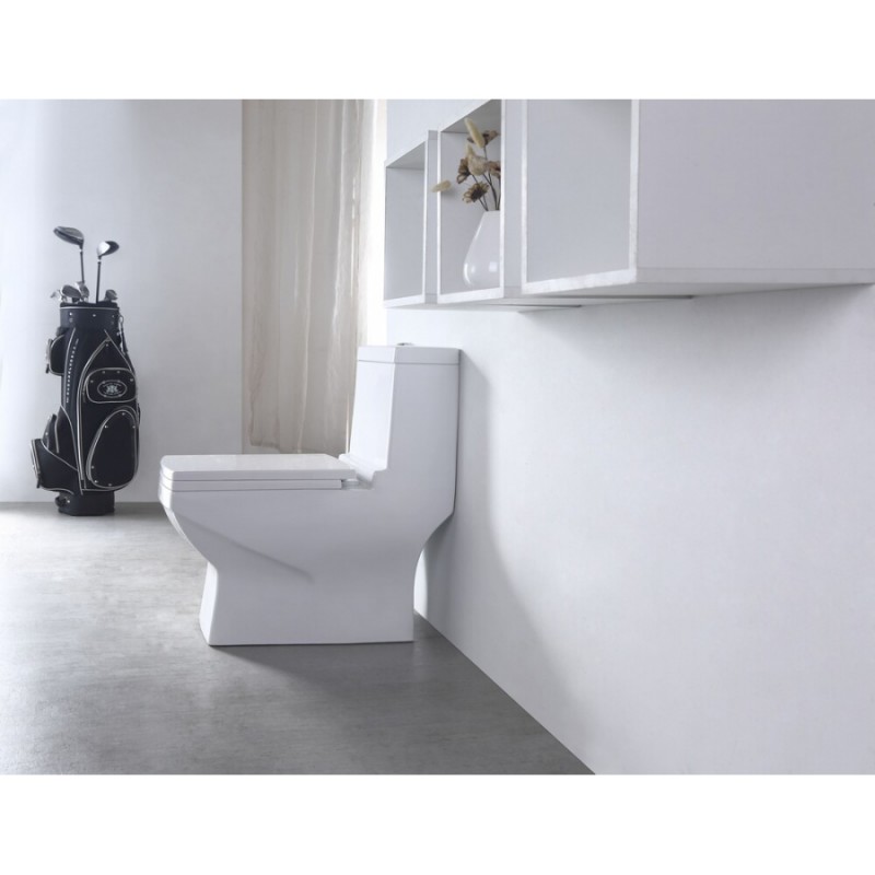 Унитаз моноблок SM9006A, сиденье ДП (с гофрой и подводкой) EvaGold