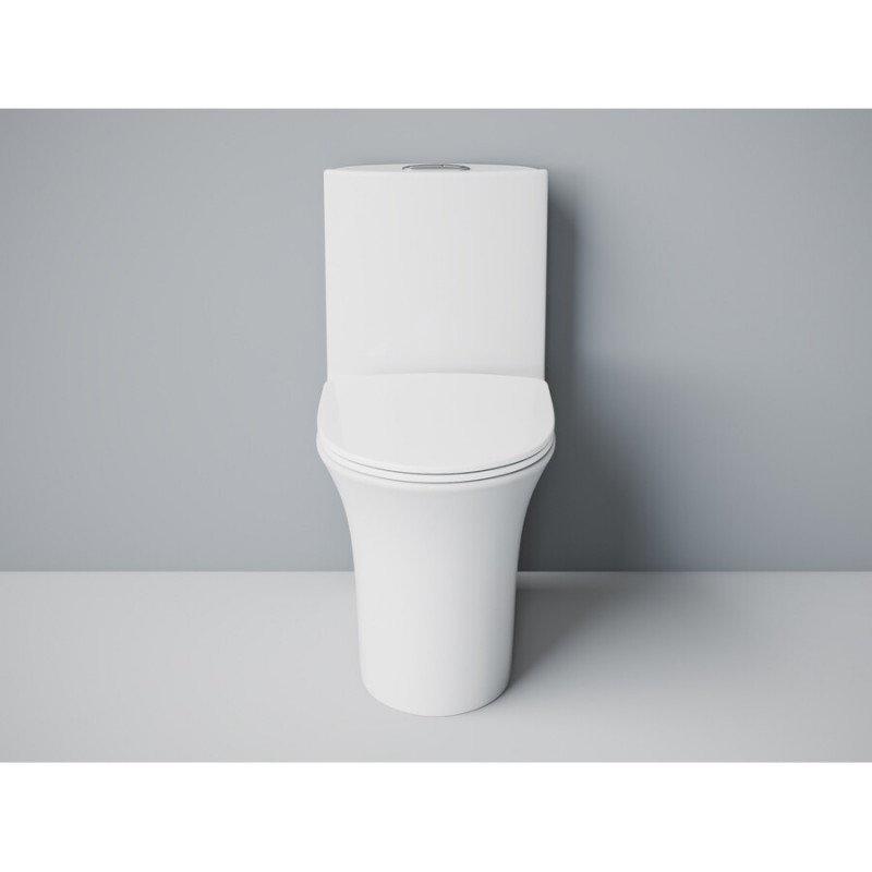 Унитаз моноблок SM9612, безободковый,(с гофрой и подводкой) тонкое сиденье ДП с быстр.съёмом EvaGold