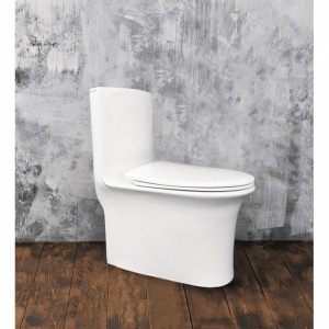 Унитаз моноблок SM9612, безободковый,(с гофрой и подводкой) тонкое сиденье ДП с быстр.съёмом EvaGold