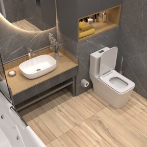 Унитаз моноблок SM9616 безободковый,(с гофрой и подводкой) тонкое сиденье ДП с быстр.съёмом EvaGold